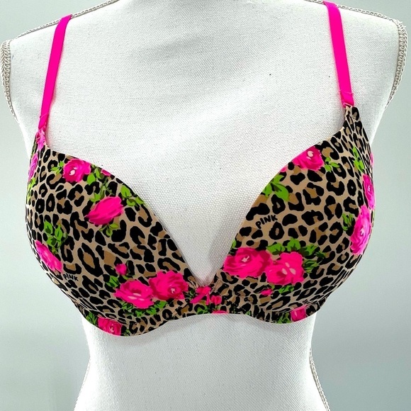 PINK Victoria's Secret Other - Victoria’s Secret PINK Cheetah Roses Push Up 36B